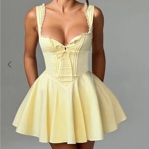 Babyboo Antonella Yellow Milk Maid Corset Mini Dress Large